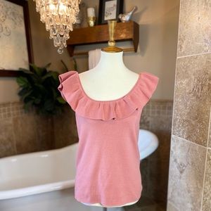 LOFT Pink Ruffle Blouse